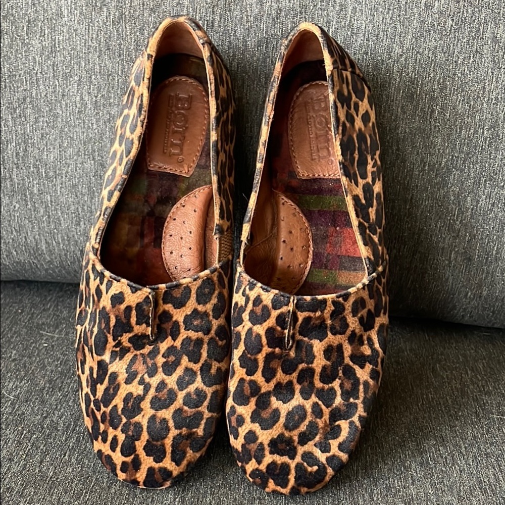 Born Leopard Print Women's Shoes US 7,5 comfy fall animal brown rare